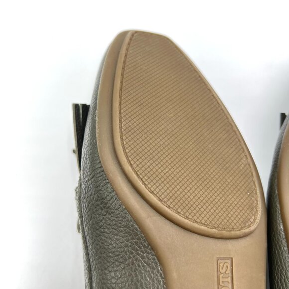 Talbots Womens Size 8 8M Gray‎ Grey Leather Fringed Tasseled Flats Loafers Shoes - Picture 9 of 12